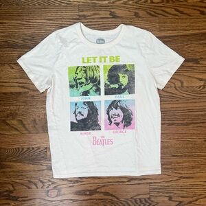 The Beatles White and Green Graphic Tee